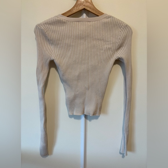 Cream Ribbed Cardigan - Picture 3 of 3